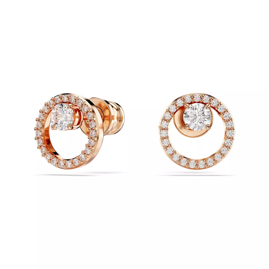 Swarovski Constella Rose-Gold Round Crystal Stud Earrings