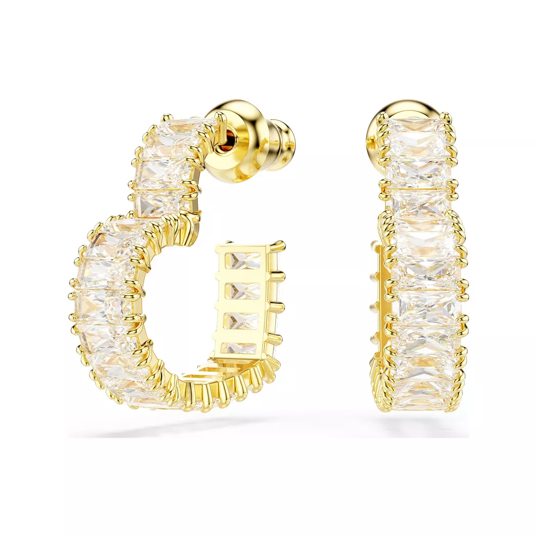 Paar Creolen SWAROVSKI "Schmuck Geschenk Matrix Ohrringe Herz", gelb (gelbgoldfarben, metallfarben, kristallweiß, kristallweiß), Ohrringe, Damen, Metall, mit Swarovski Zirkonia (synth.) - Einhänger abnehmbar