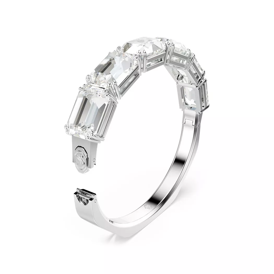 Armreif SWAROVSKI "Schmuck Geschenk Armschmuck Millenia" Gr. M, silber (metallfarben, kristallweiß, kristallweiß), Armbänder, Damen, M, Metall, Armreif, mit Swarovski Kristall