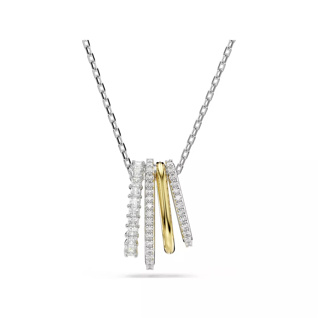 Kette mit Anhänger SWAROVSKI "Schmuck Geschenk Halskette Hyperbola", gold (metallfarben, gelbgoldfarben, kristallweiß), Halsketten, Damen, Metall, L: 45, mit Swarovski Kristall