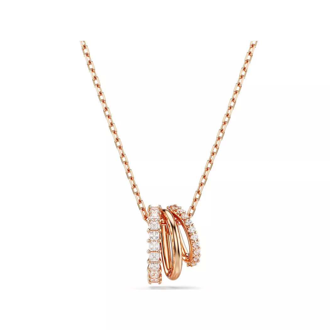 Kette mit Anhänger SWAROVSKI "Schmuck Geschenk Hyperbola Halskette", rosa (roségoldfarben, kristallweiß), Halsketten, Damen, Metall, L: 45, mit Swarovski Kristall