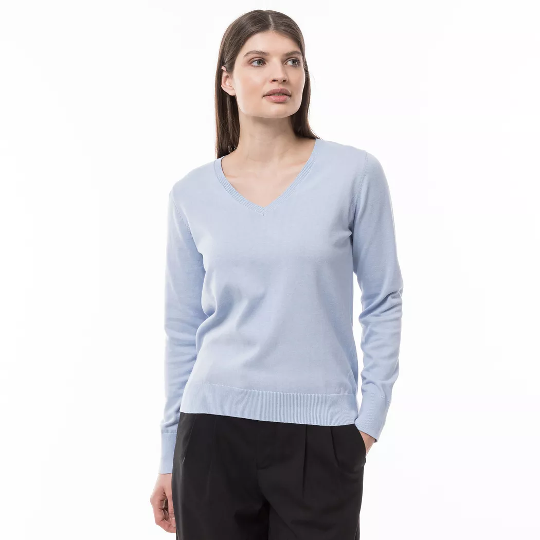 Manor Woman - Pullover, V-Neck, für Damen, Hellblau, Größe XL