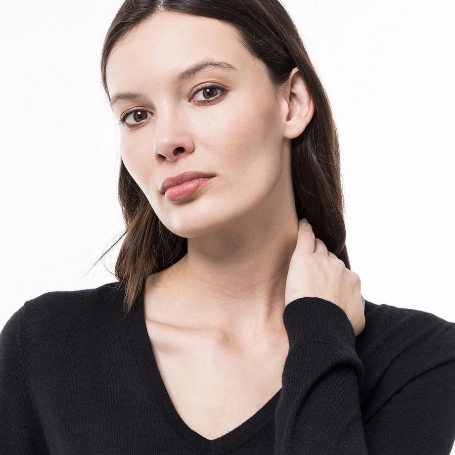 Manor Woman Kaschmir Seide Feinstrick V-Ausschnitt Pullover  