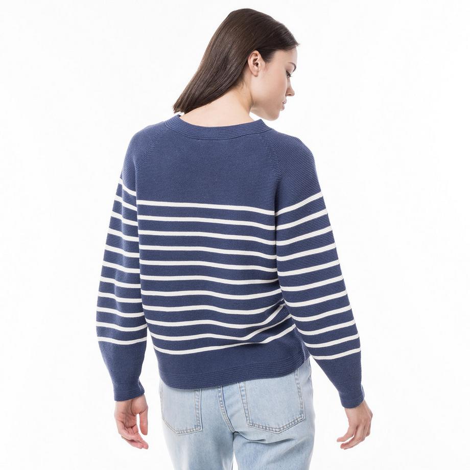 Manor Woman E54 Maglione Girocollo a Righe in Maglia  