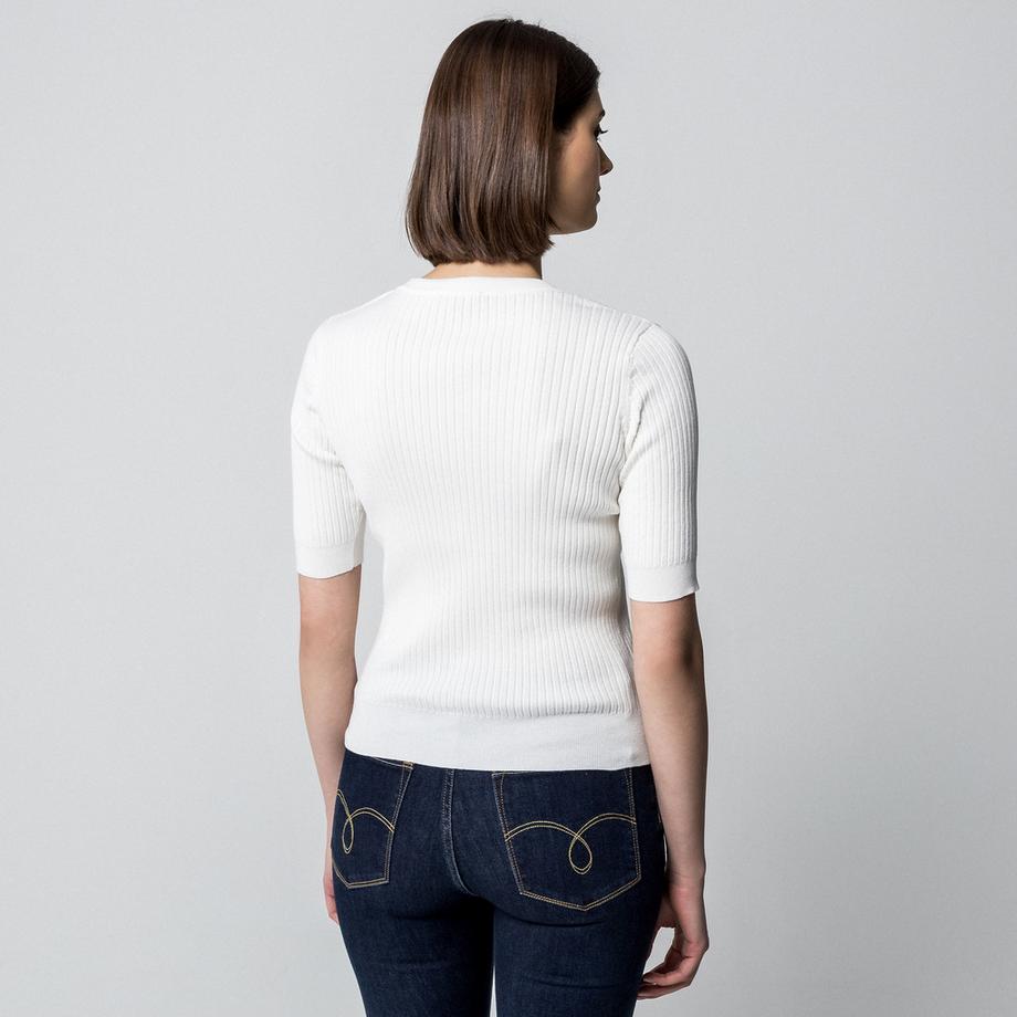 Manor Woman Pull Court Manches Maille Côtelée  