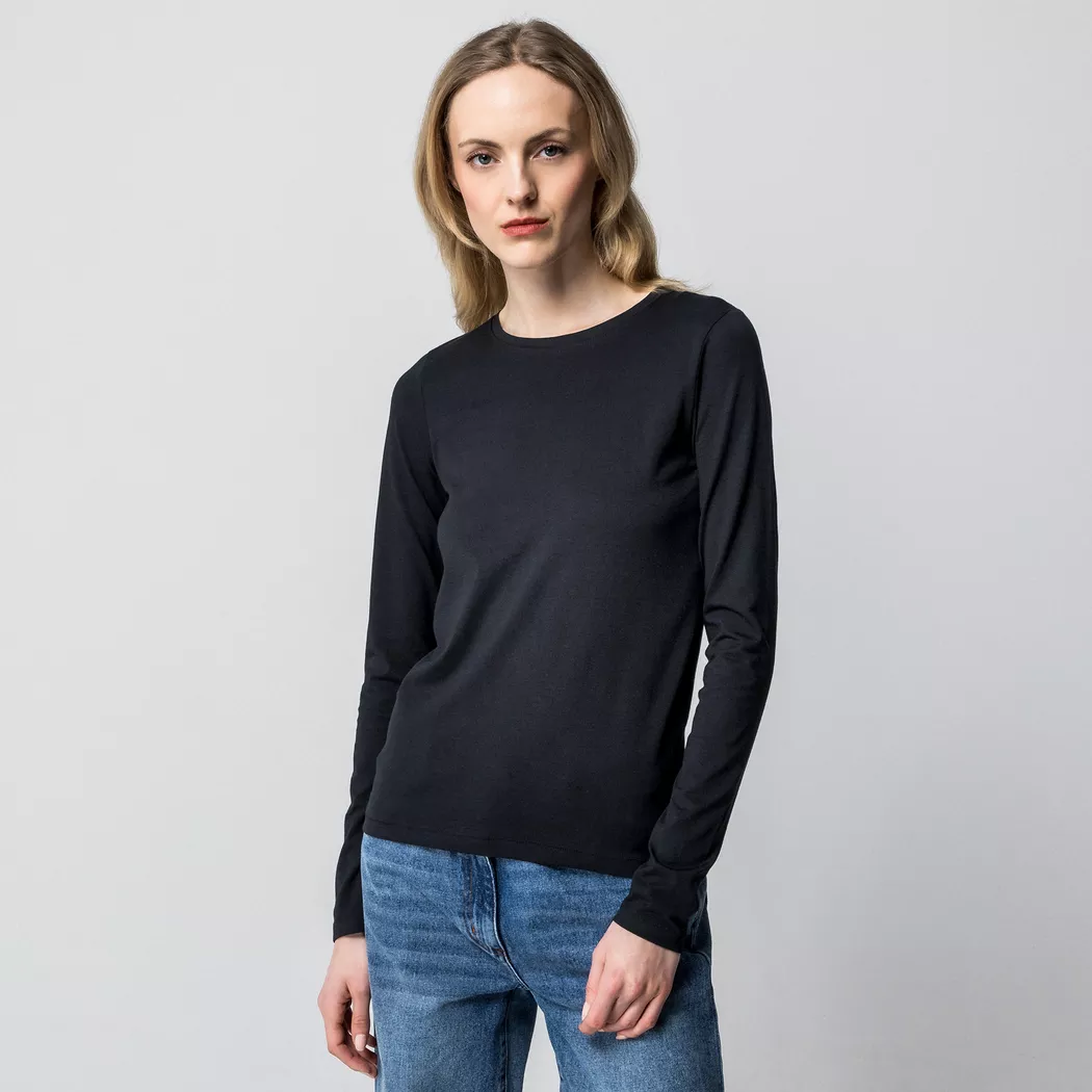 Manor Woman - T-Shirt, langarm, für Damen, Black, Größe M 3