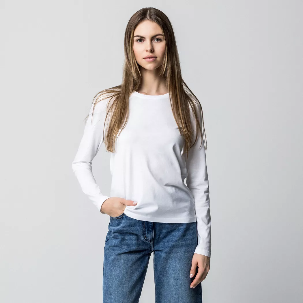 Manor Woman - T-Shirt, langarm, für Damen, Weiss, Größe M