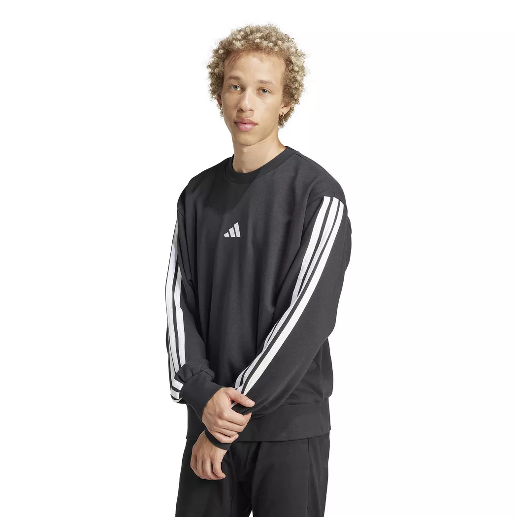 Adidas Sweat-shirt Essentials 3 Stripes French Terry Black / White L Homme