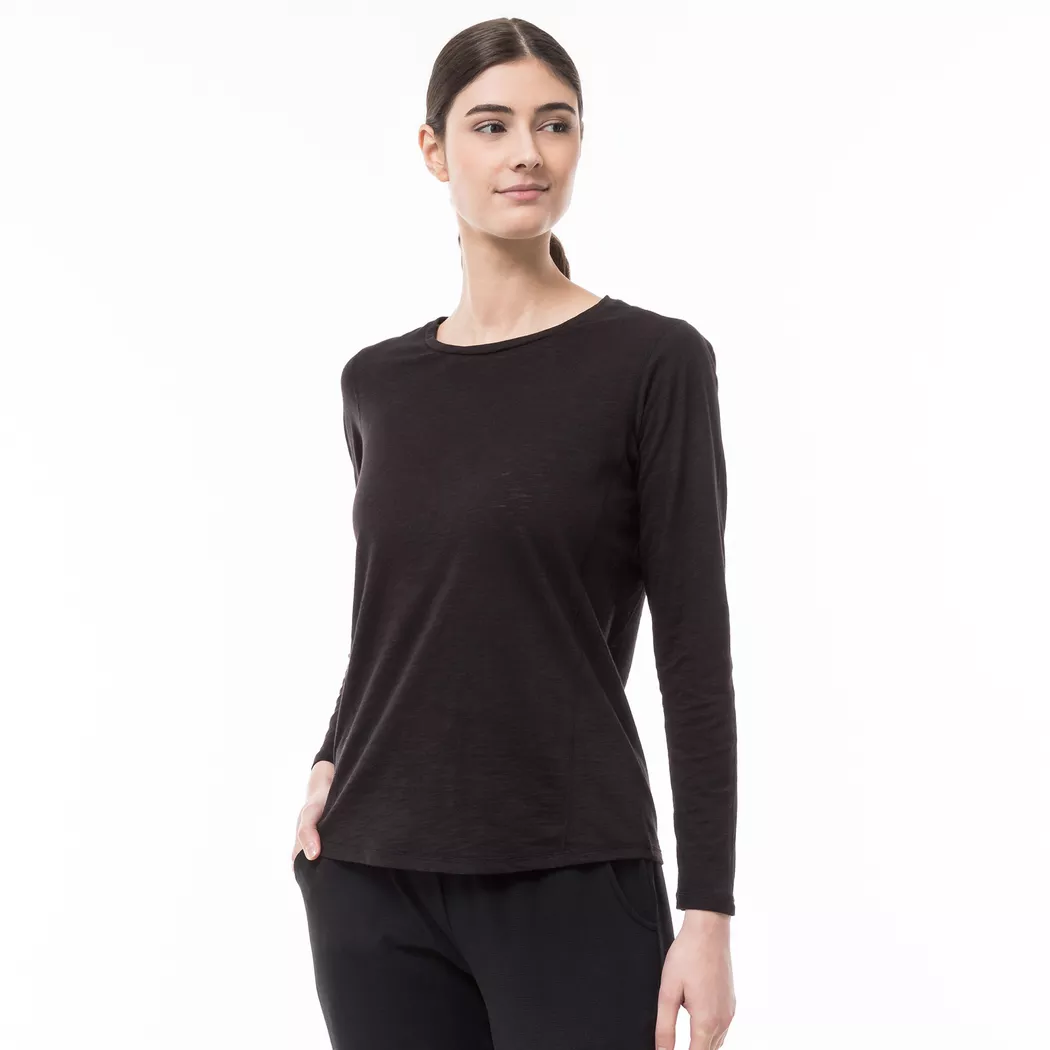 Manor Sport Long Sleeve T-Shirt Women Black Size S