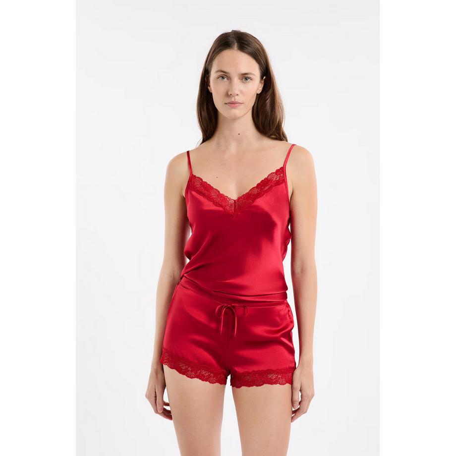 Etam Seiden-Shorts mit Spitzenbesatz  