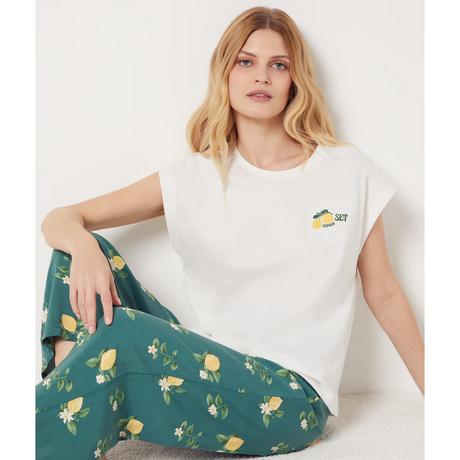 Etam T-shirt con ricamo limone  