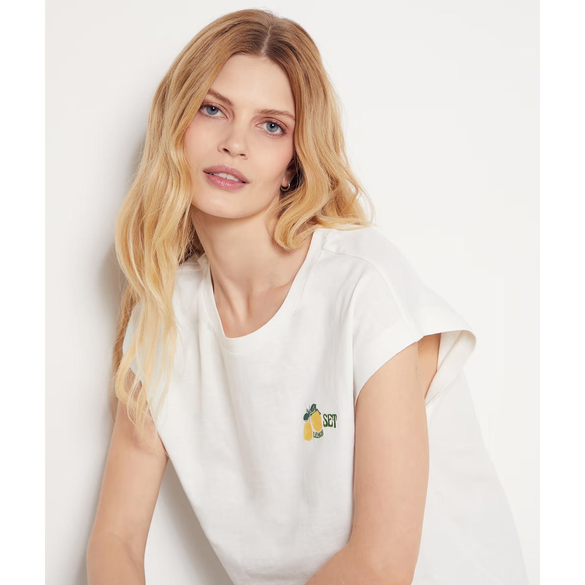 Etam T-shirt con ricamo limone  