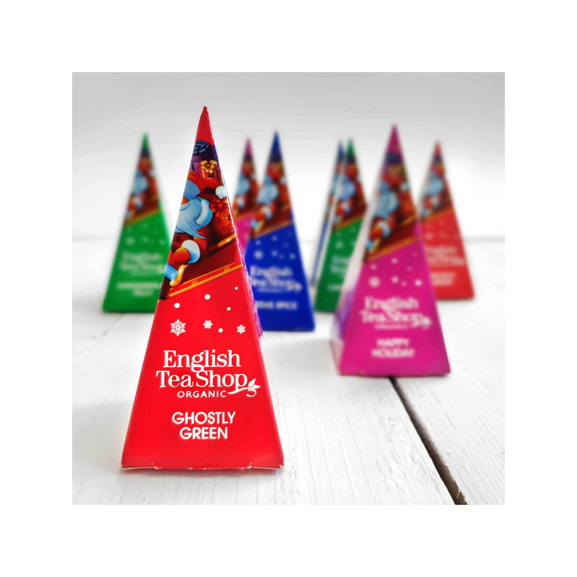 English Tea Shop 12 Tee-Pyramidenbeutel Box Red Collezione Holiday rossa con fiocco 