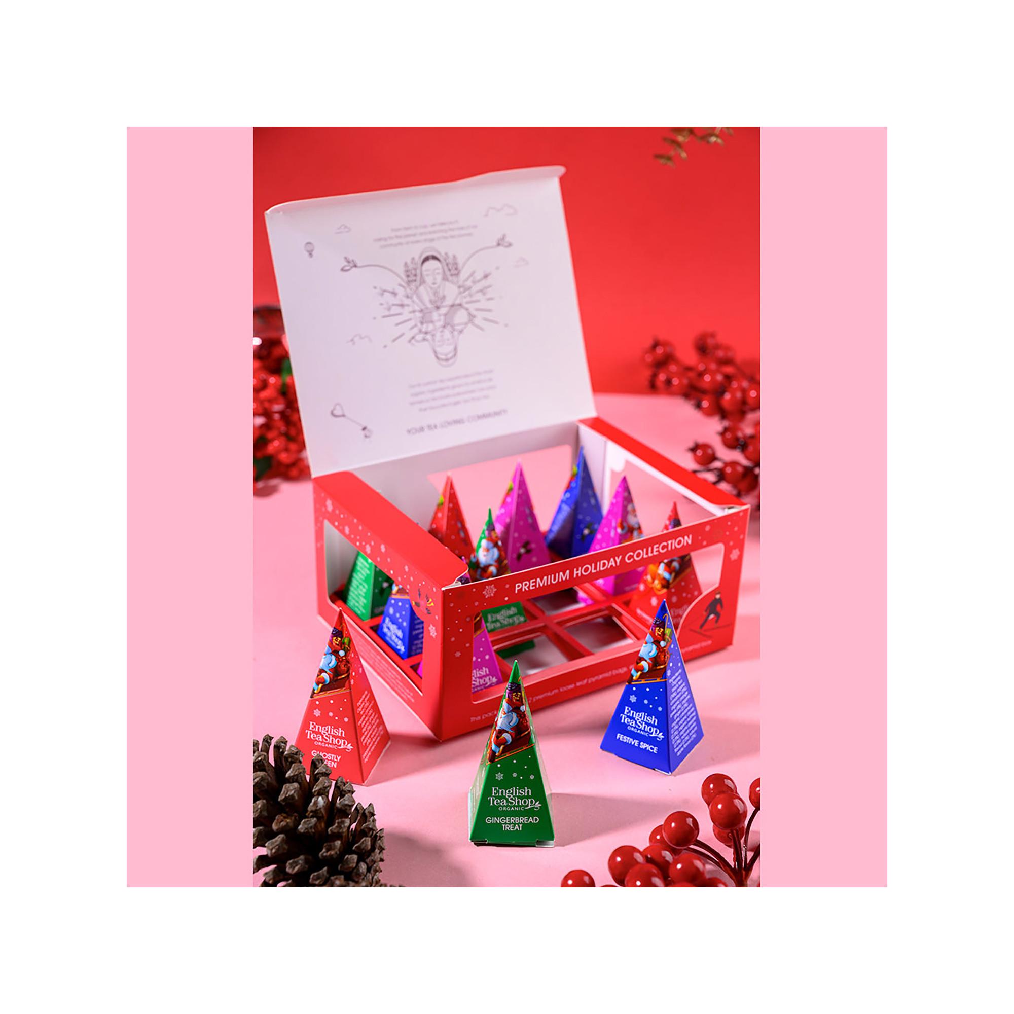 English Tea Shop 12 Tee-Pyramidenbeutel Box Red Holiday Collection rot mit Schleife  