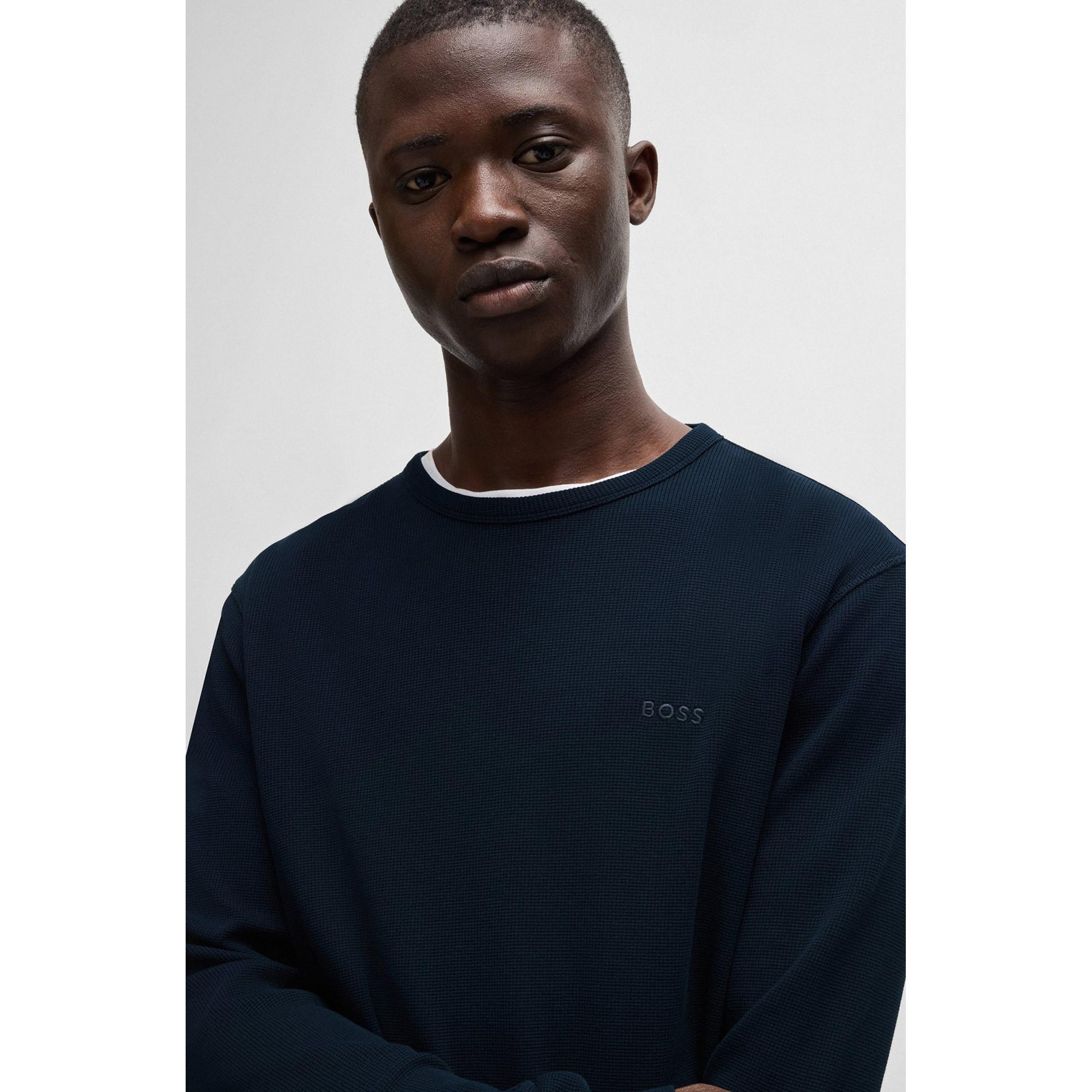 BOSS ORANGE Tempesto Waffle Regular Fit T-Shirt Maniche Lunghe  