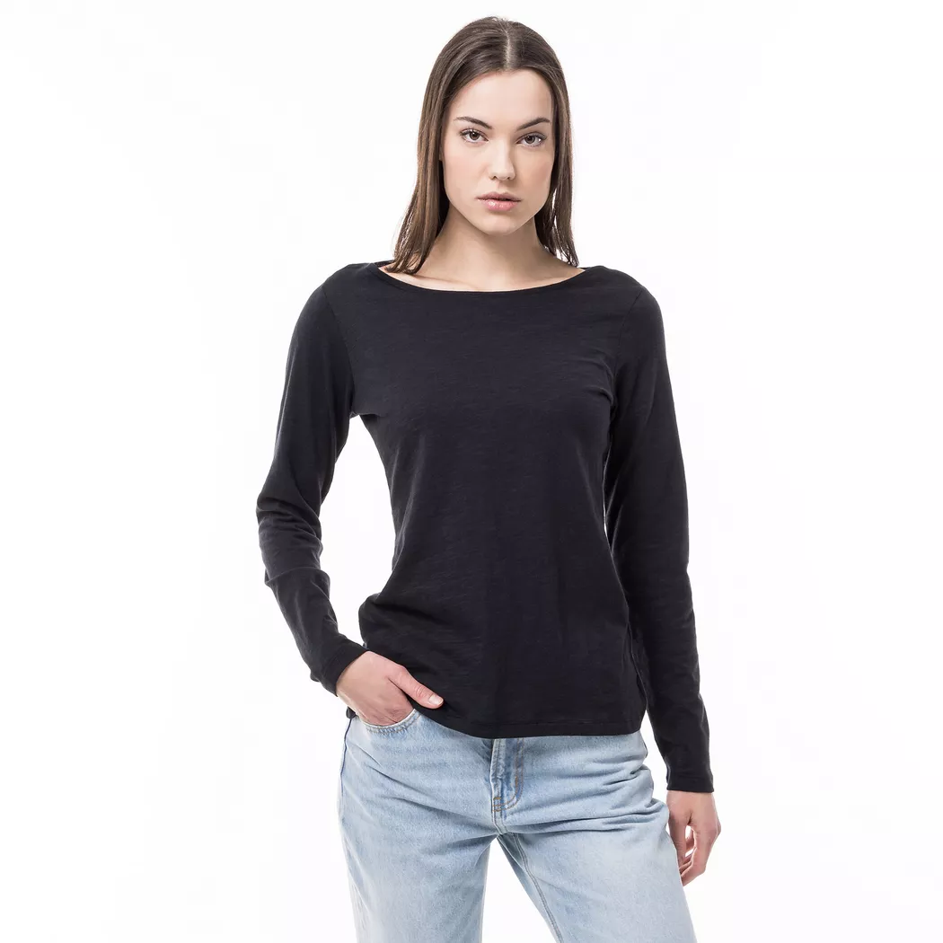 Manor Woman - T-Shirt, langarm, für Damen, Black, Größe M
