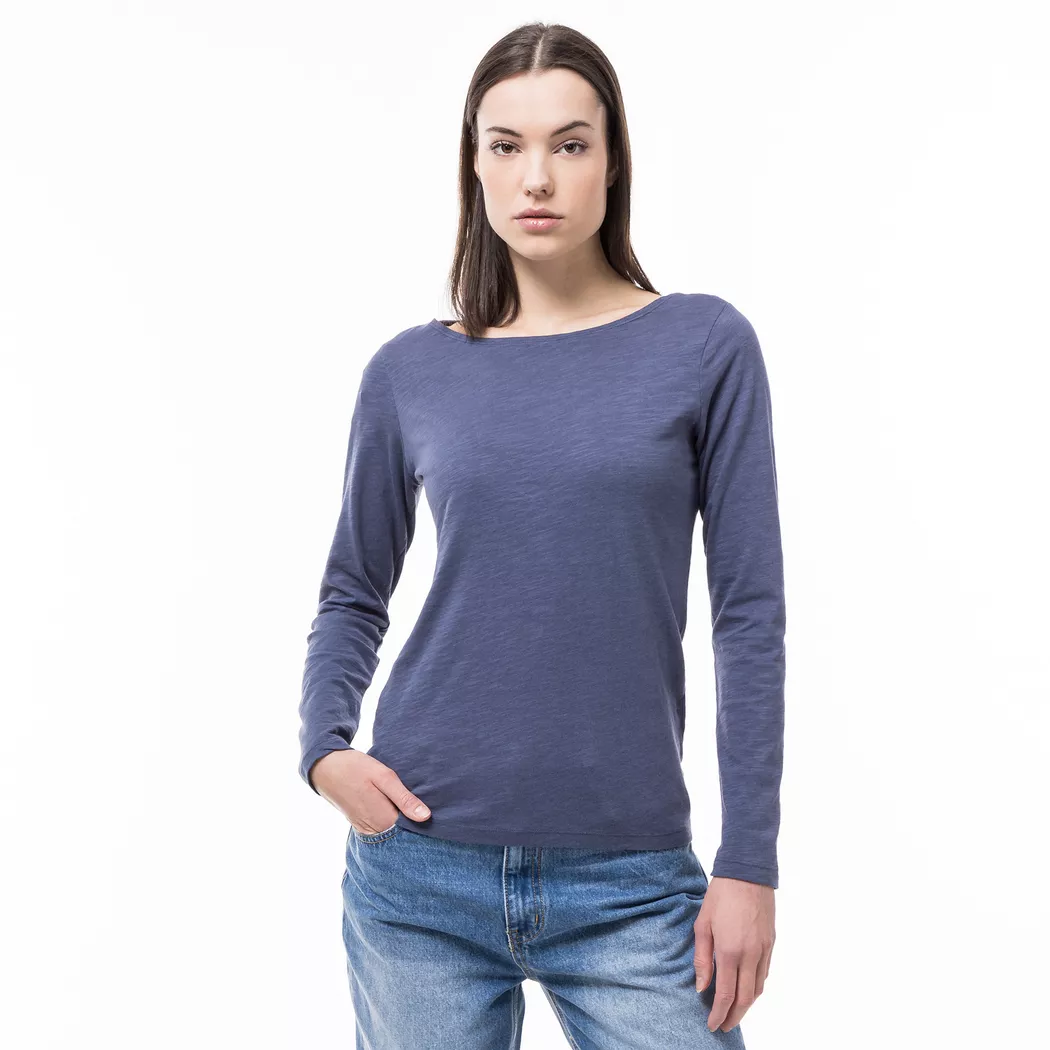Manor Woman - T-Shirt, langarm, für Damen, Nachtblau, Größe XS