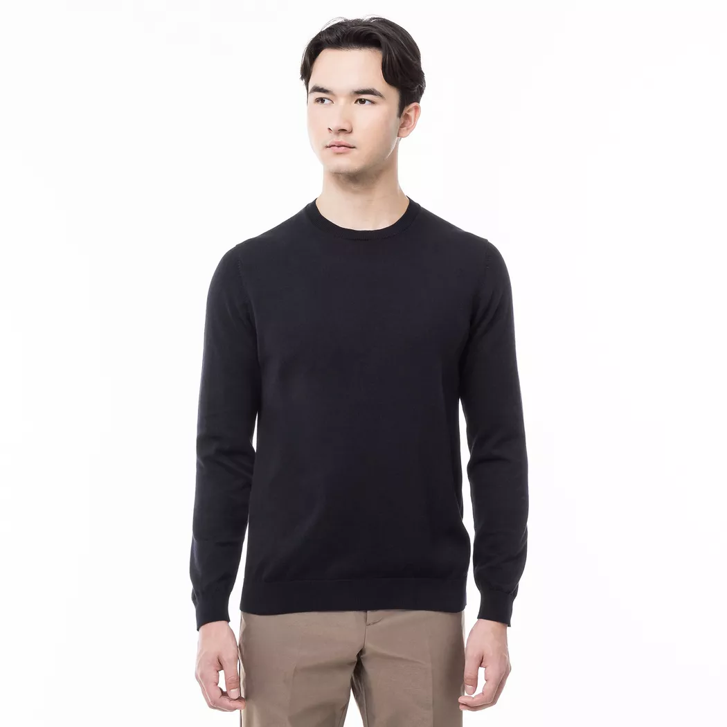 Manor Man - Pullover, Rundhals, für Herren, Black, Größe L