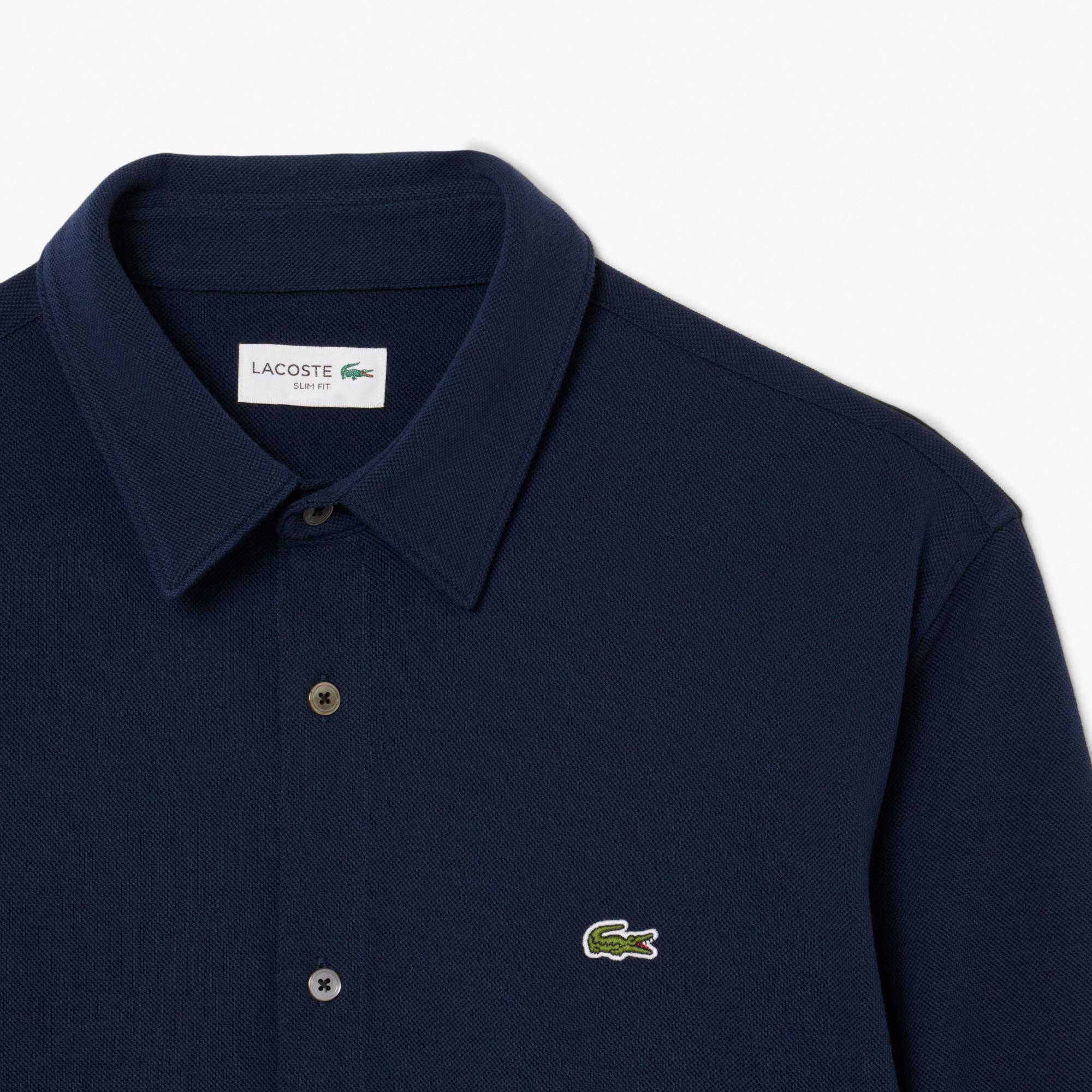 LACOSTE Langarm Slim Fit Piqué Hemd  