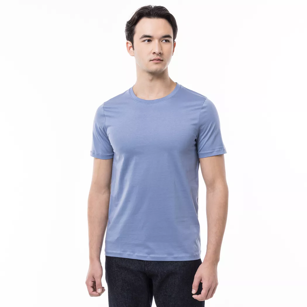 Manor Man - T-Shirt, Rundhals, kurzarm, für Herren, Saphirblau, Größe L