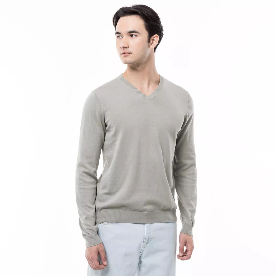 Manor Man - Pullover, V-Neck, für Herren, Pistaziengrün, Größe S