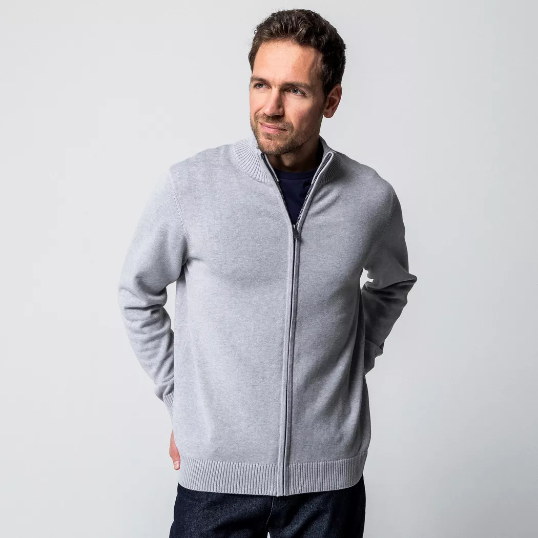 Manor Man - Cardigan, Rundhals, für Herren, Grau, Größe S