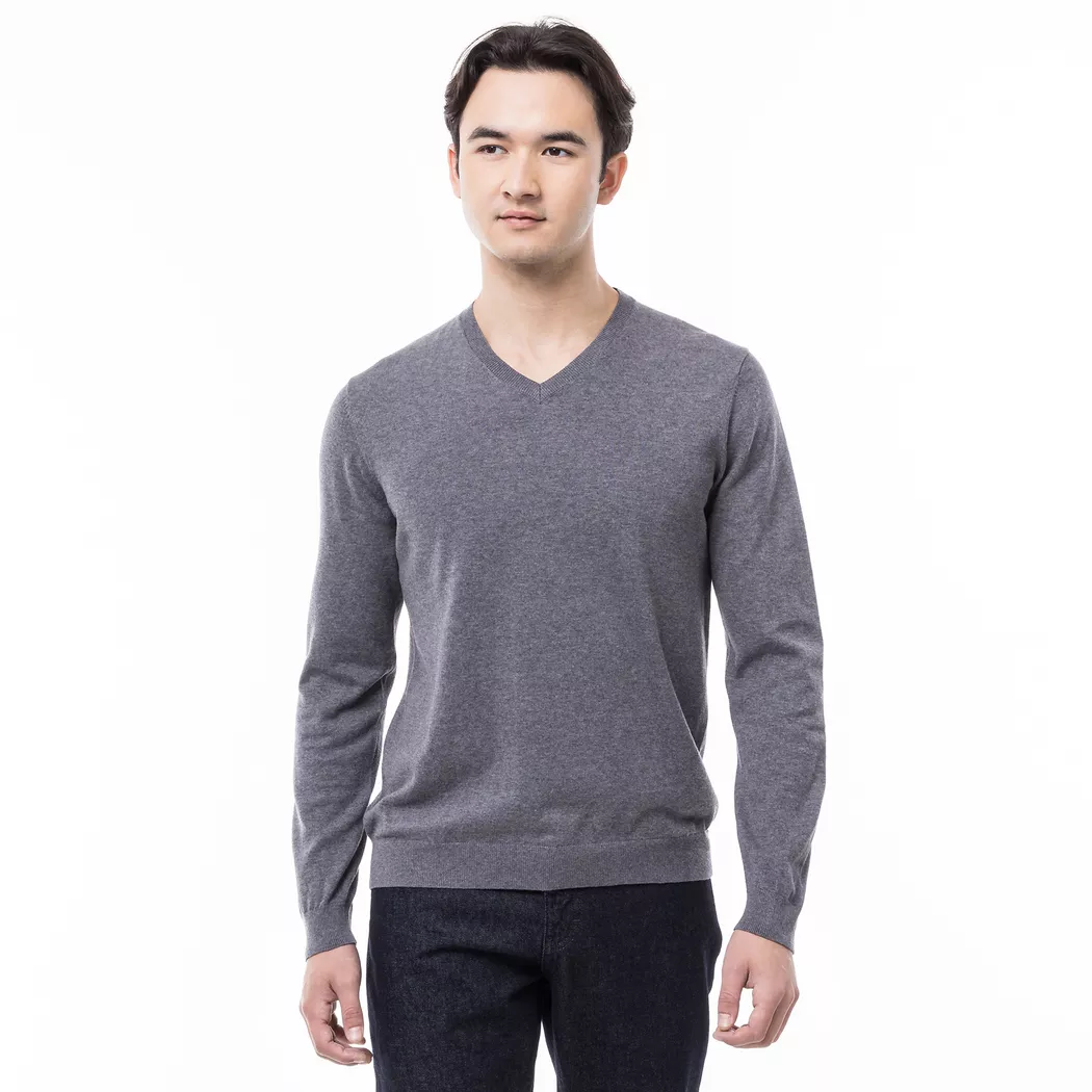 Manor Man - Pullover, V-Neck, für Herren, Anthrazit, Größe M