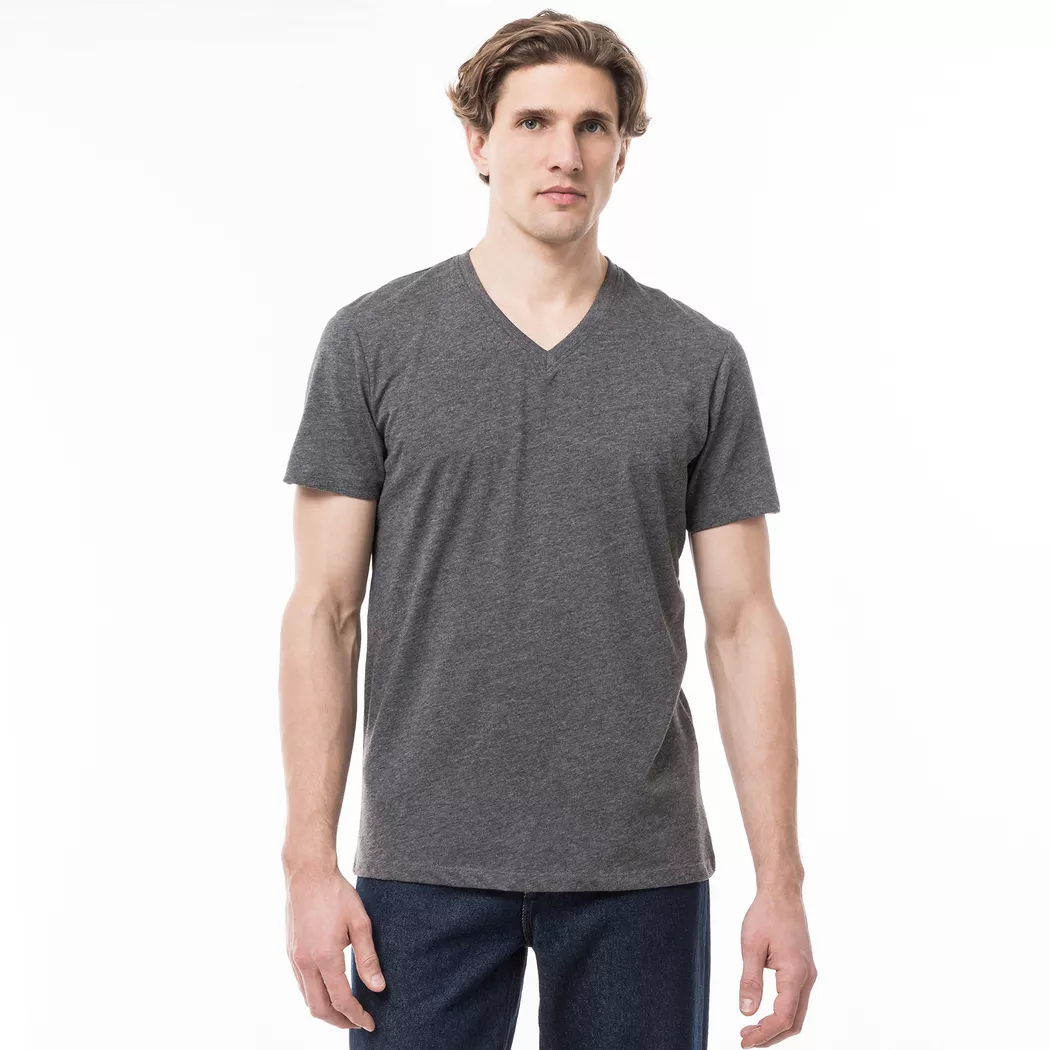Manor Man - T-Shirt, V-Neck, kurzarm, für Herren, Anthrazit, Größe XL