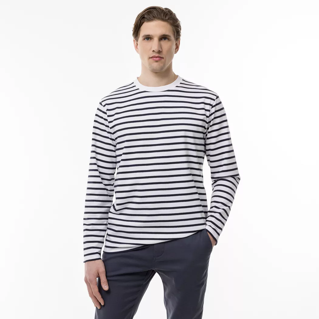 Manor Man - T-Shirt, langarm, für Herren, Weiss Bunt, Größe M