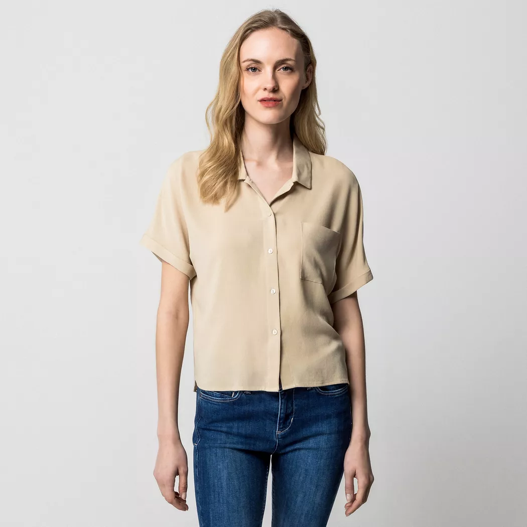 Manor Woman - Bluse, kurzarm, für Damen, Beige, Größe 36