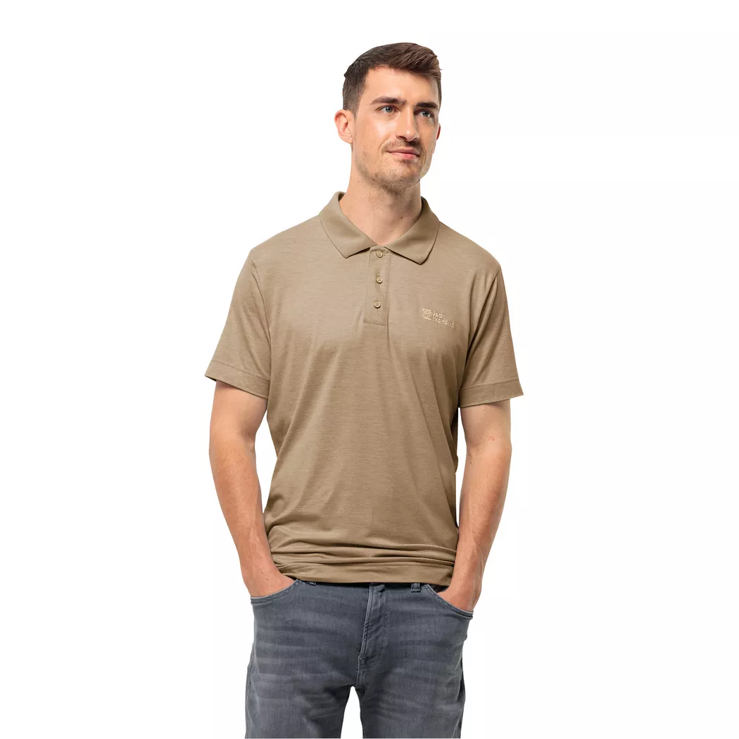 Jack Wolfskin - Poloshirt, kurzarm, für Herren, Hellbraun, Größe M