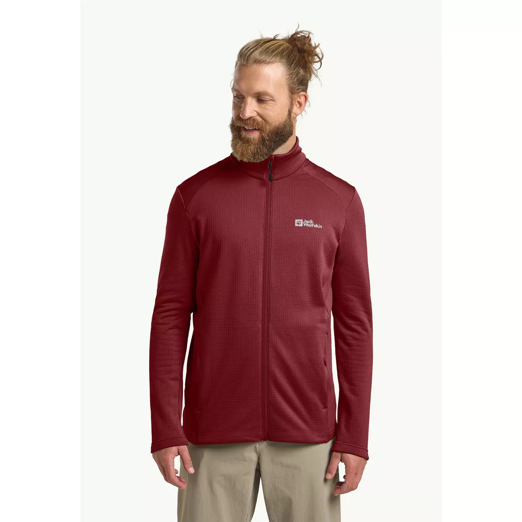 Jack Wolfskin - Fleecejacke mit Kapuze, für Herren, Rot, Größe 2XL