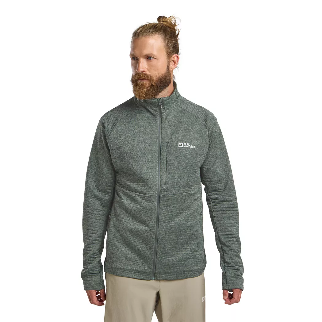Jack Wolfskin - Fleecejacke ohne Kapuze, für Herren, Grün, Größe S