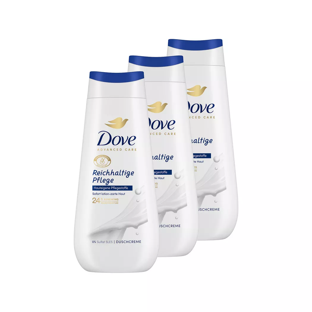 Dove - Pflegedusche TRIO, Advanced Care Reichhaltige Pflege, 3 x 225 ml
