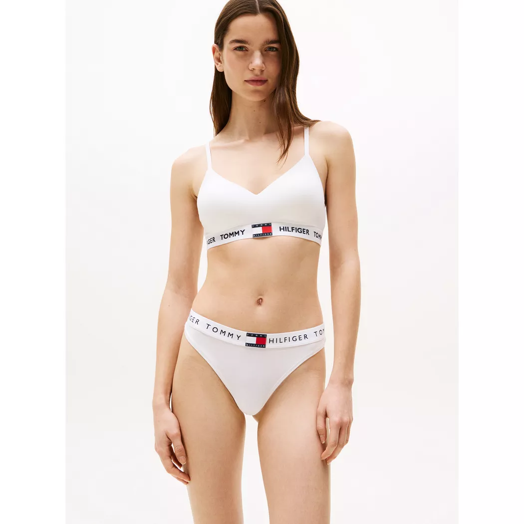 Tanga "CLASSIC THONG", Damen, Gr. S (36), weiß, Jersey, Obermaterial: 90% Baumwolle, 10% Elasthan, TOMMY HILFIGER UNDERWEAR, unifarben, körpernah, Unterhosen Tanga, mit Logobund, Stretch-Baumwolle