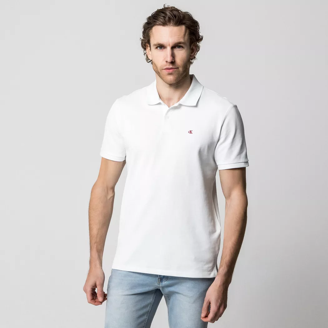 Calvin Klein Jeans Polo à Manches Courtes Monogram White / White 2XL Homme