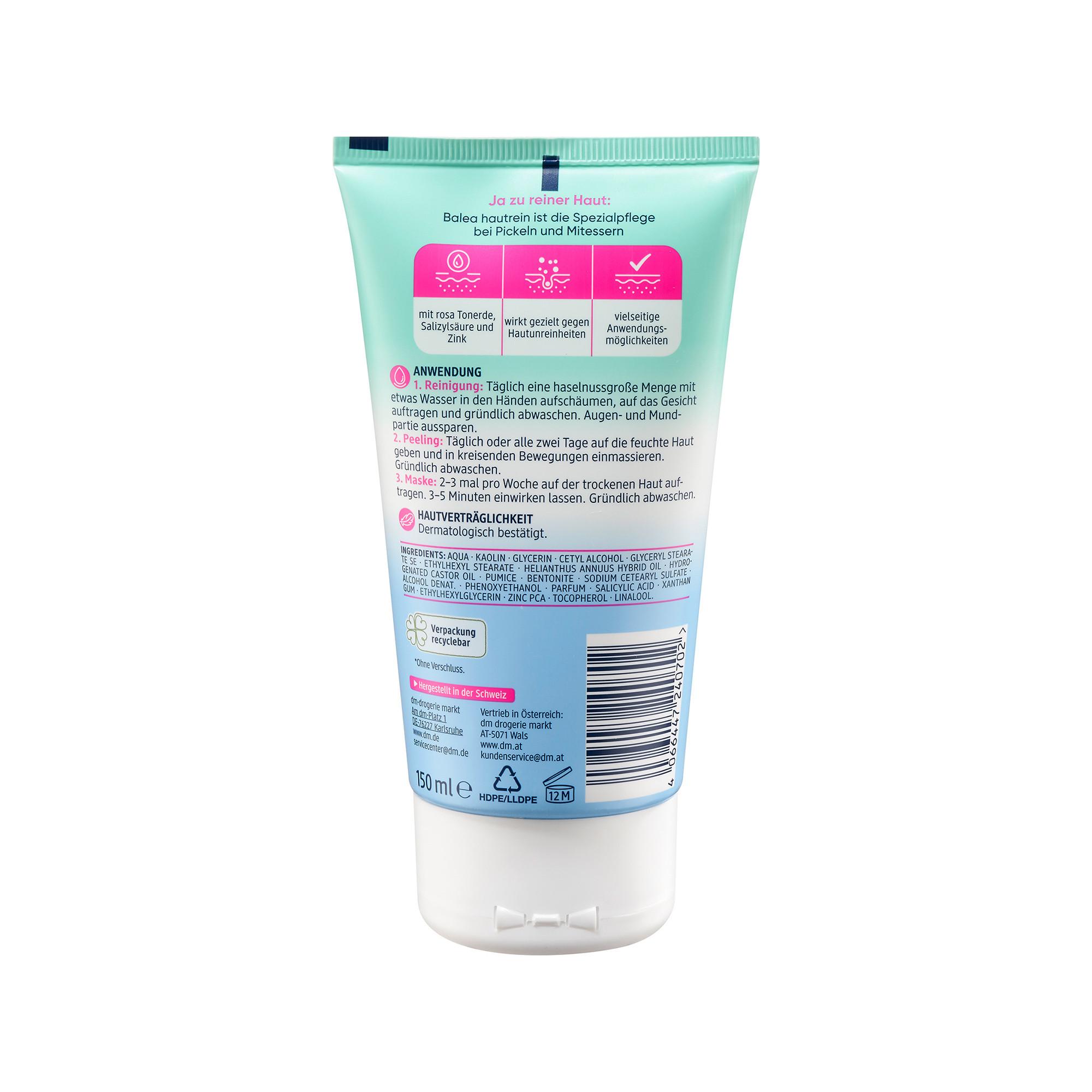 Balea  Nettoyage, peeling & masque 3en1 peau nette 