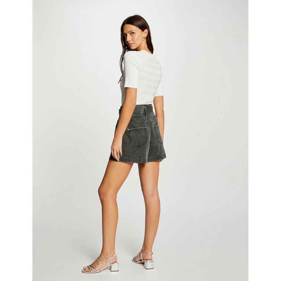 MORGAN Gerippter Kurzarm Pullover  