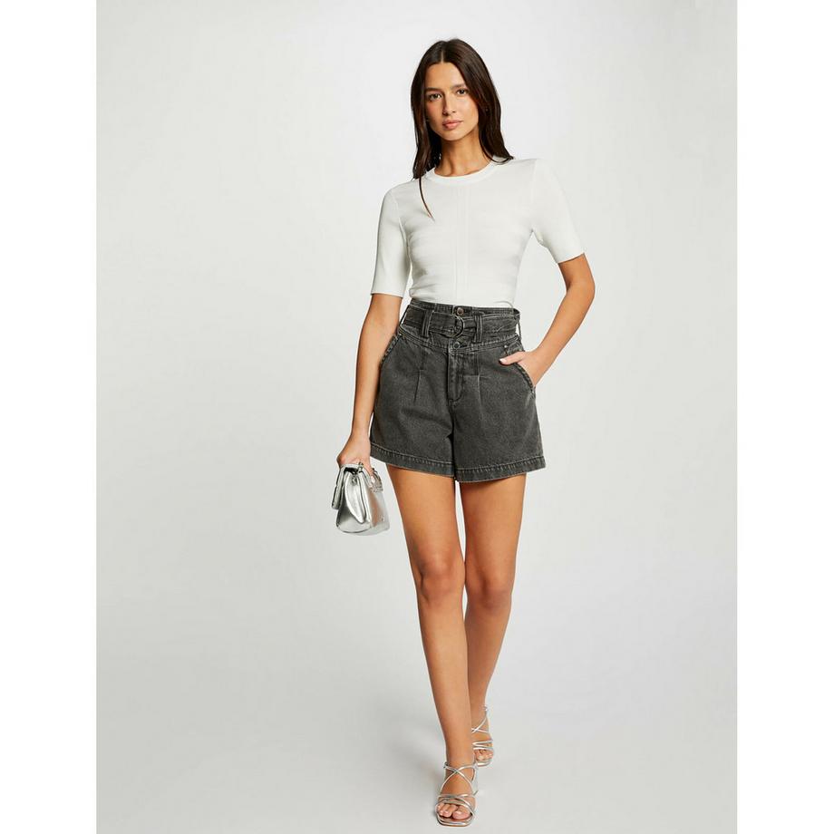 MORGAN Gerippter Kurzarm Pullover  