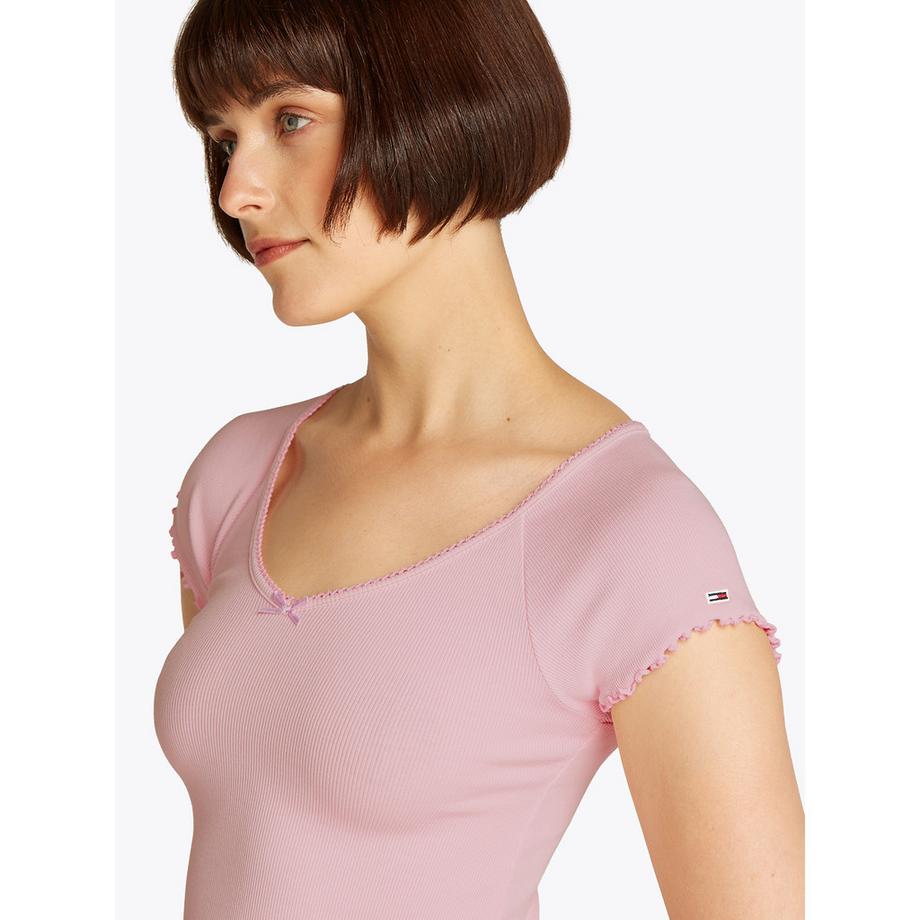 TOMMY JEANS T-shirt à manches courtes avec nœud décoratif  