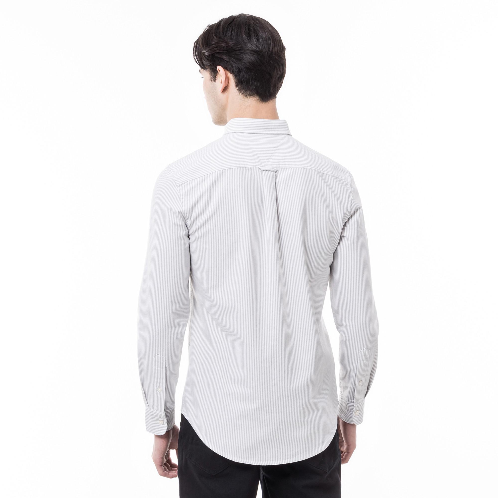 TOMMY JEANS Camicia Maniche Lunghe Slim Fit Rigata Colletto Button Down  