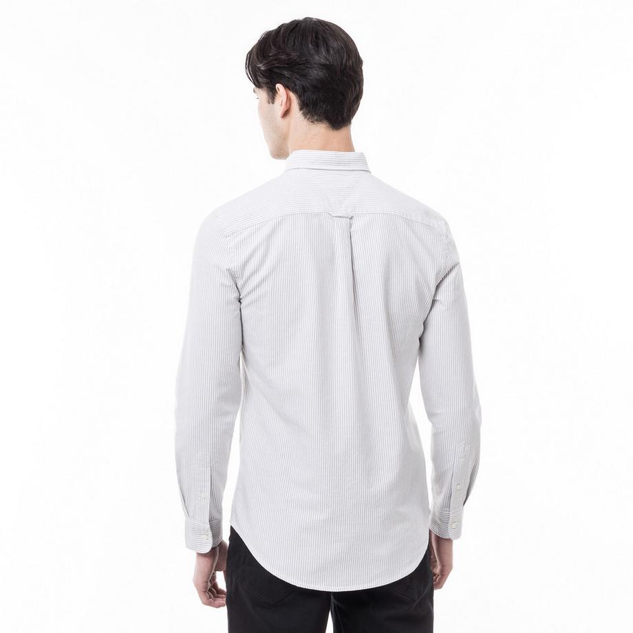 TOMMY JEANS Chemise Manches Longues Slim Fit Rayée Col Boutonné  