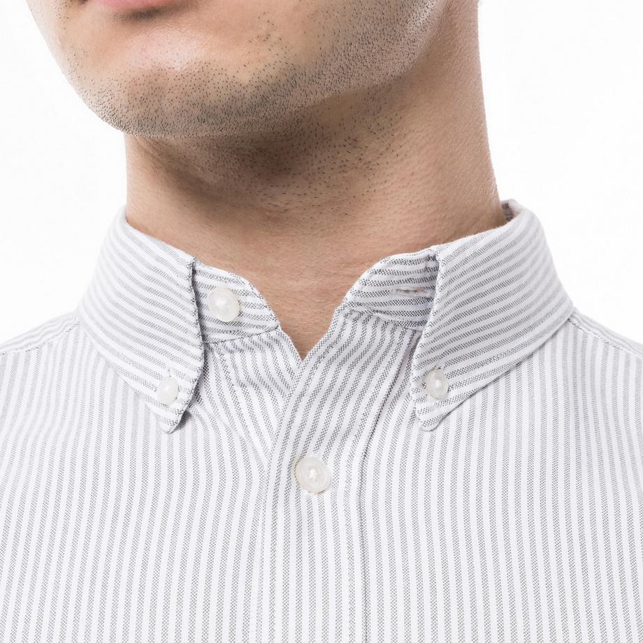 TOMMY JEANS Chemise Manches Longues Slim Fit Rayée Col Boutonné  