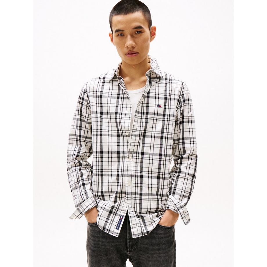TOMMY JEANS TJM Regular Poplin Check Camicia Maniche Lunghe  
