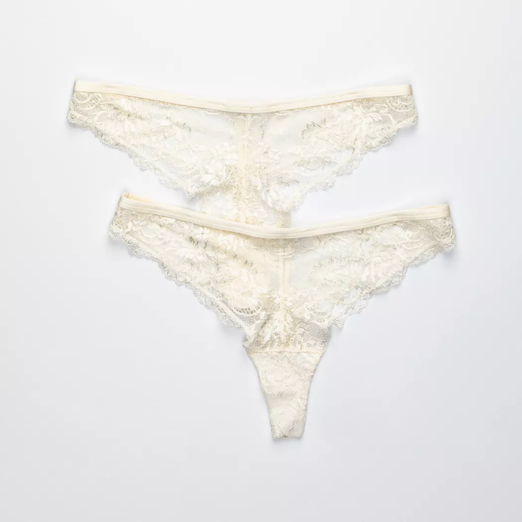 Manor Woman - Duopack String, für Damen, Vanilla, Größe XL