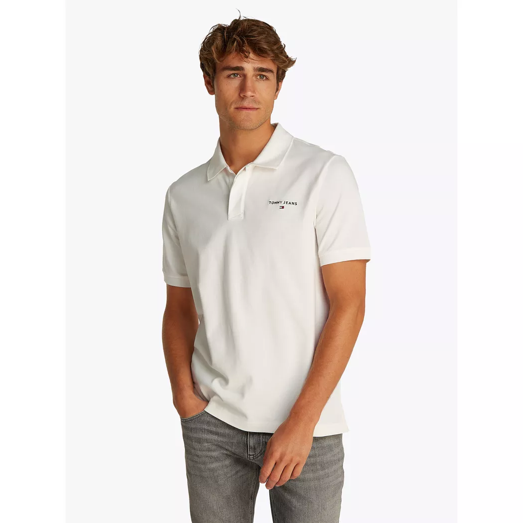 Tommy Jeans pour homme. DM0DM15370 TJM Slim polo shirt blanc (S), Casuel, Manche courte, Le coton biologique, Durable 3
