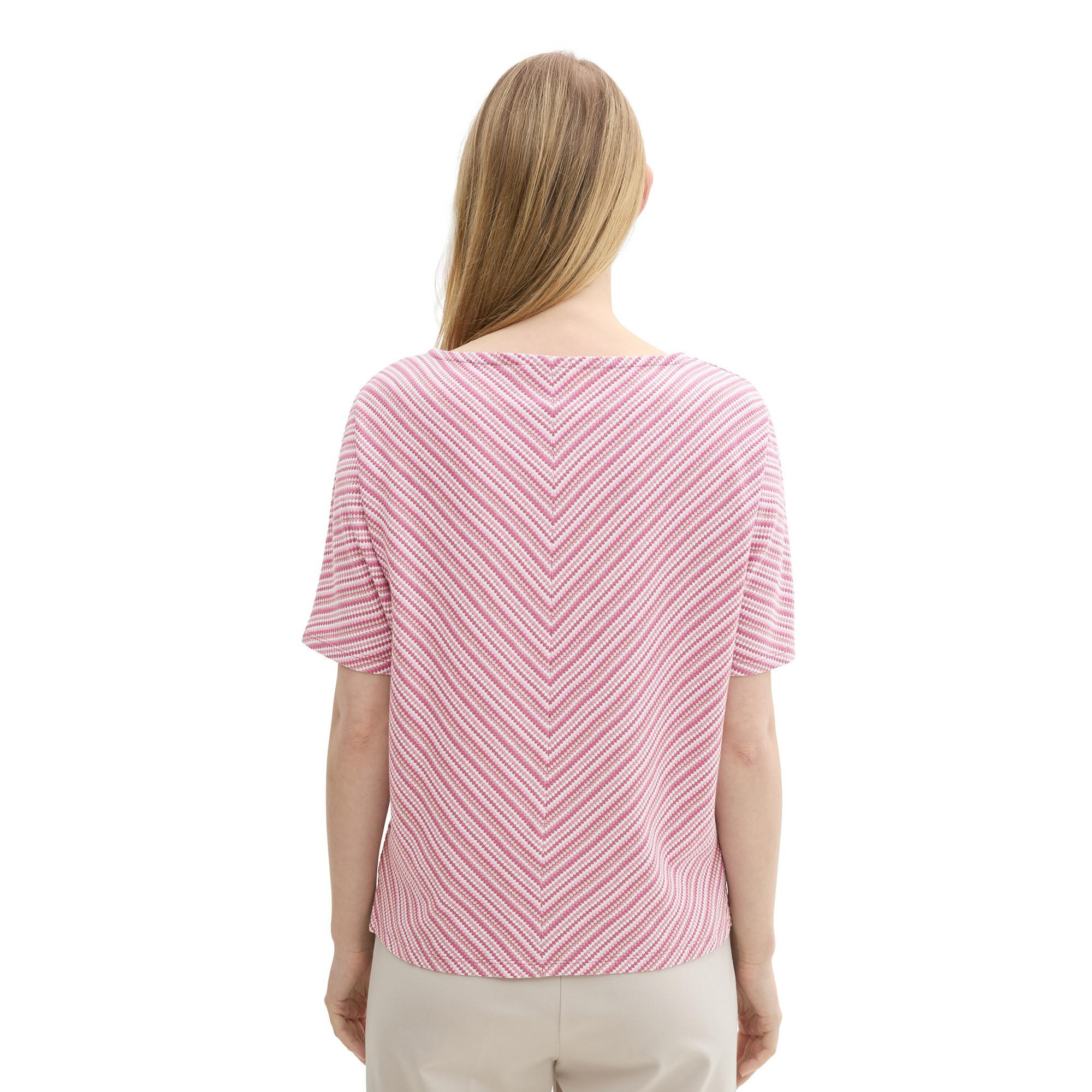 TOM TAILOR T-shirt Rigata Scollo a Barca Maniche Corte  