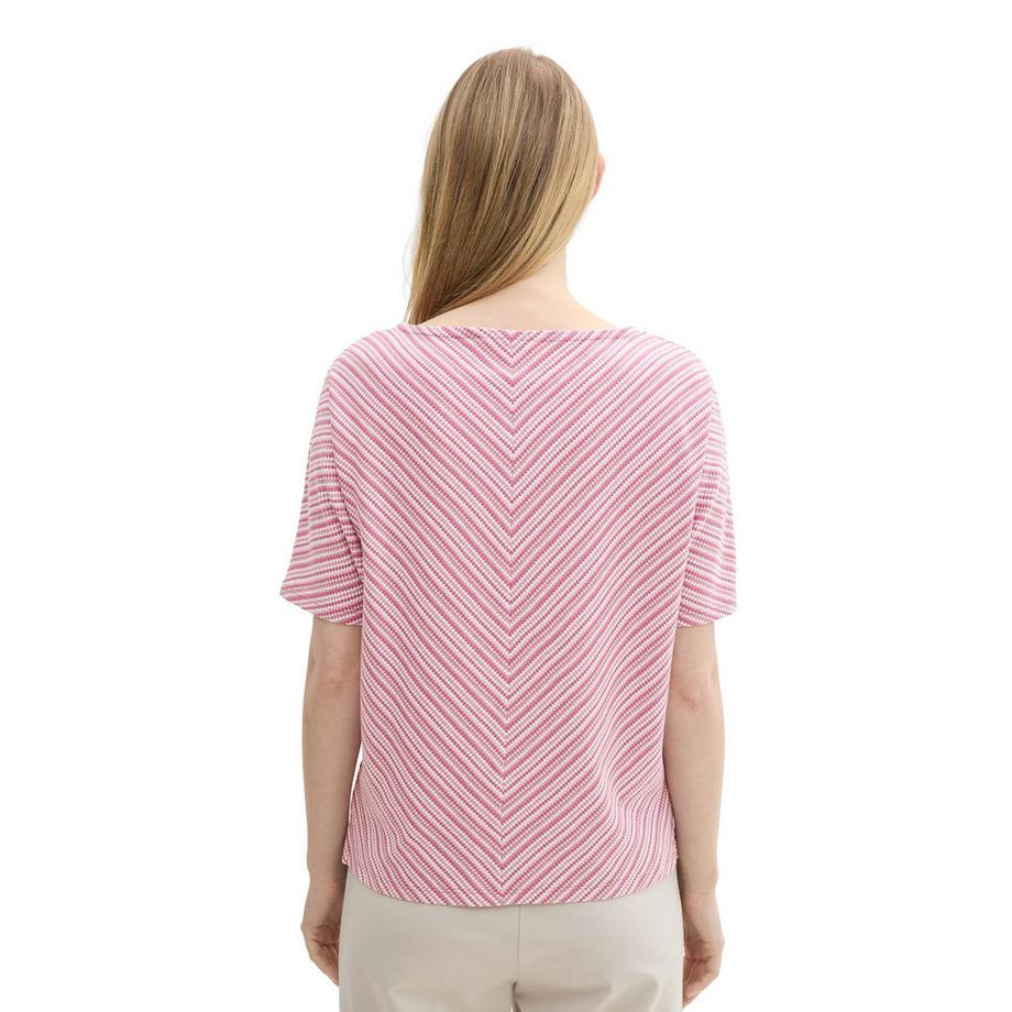 TOM TAILOR T-shirt a righe scollo a barca maniche corte  