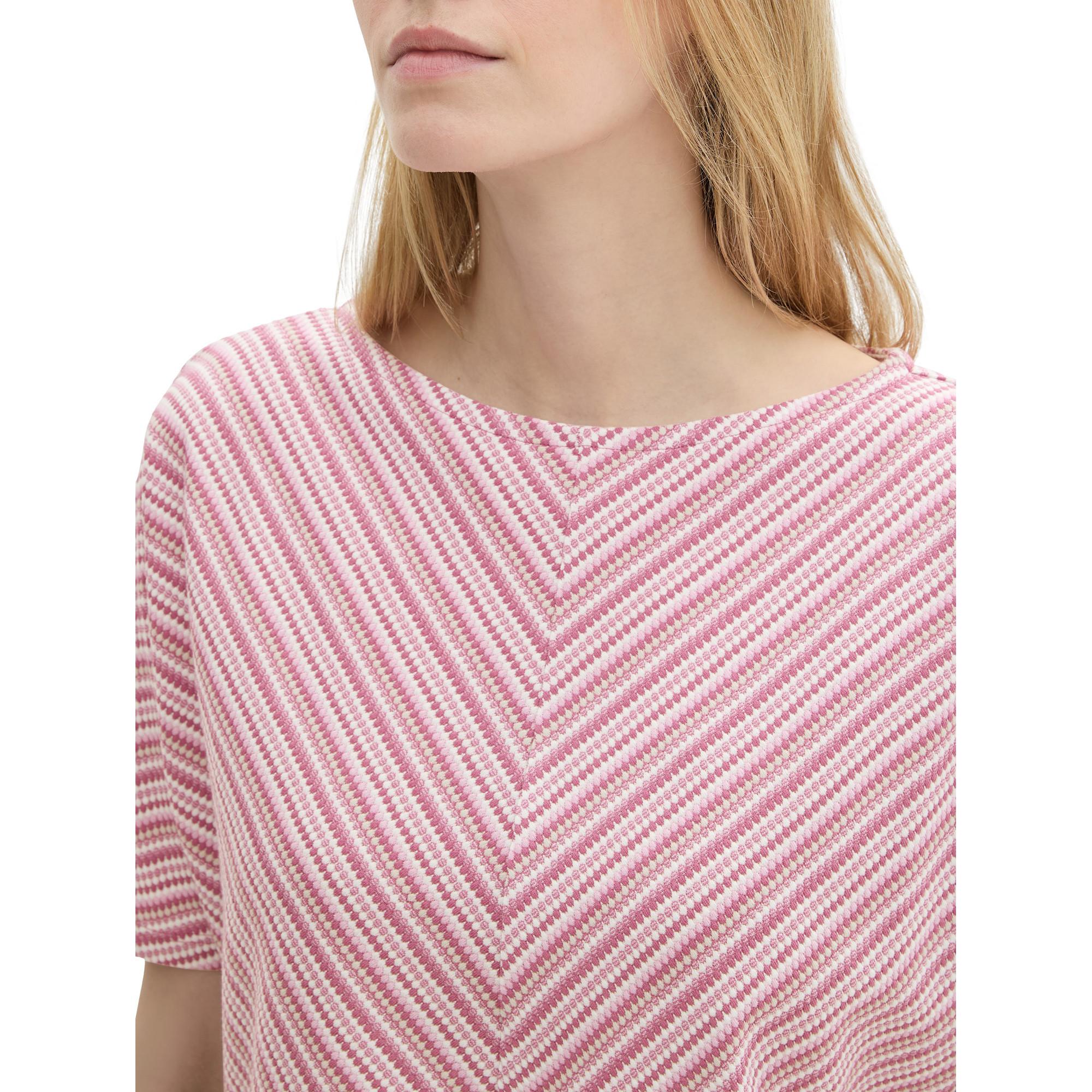 TOM TAILOR T-shirt Rigata Scollo a Barca Maniche Corte  