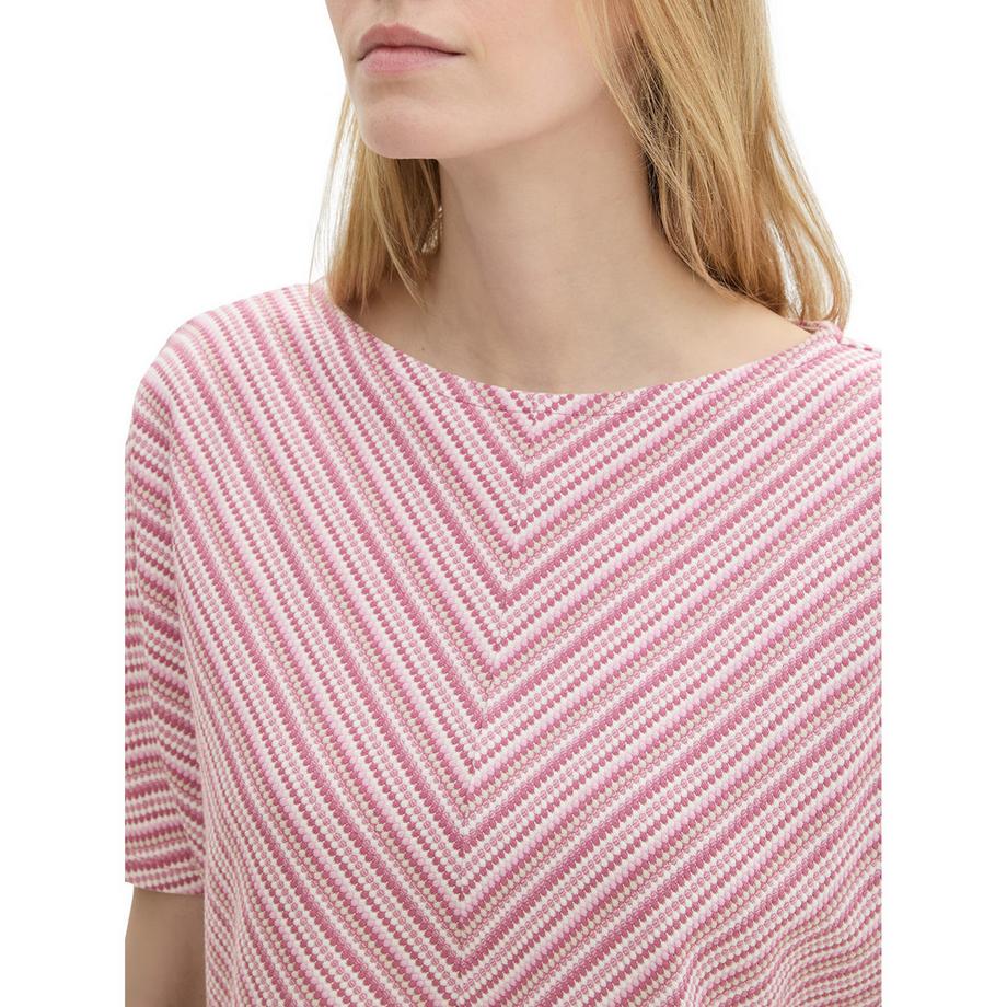 TOM TAILOR T-shirt a righe scollo a barca maniche corte  